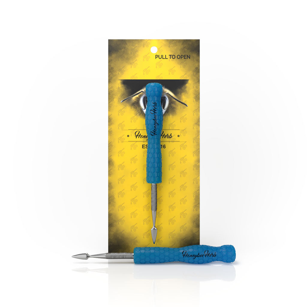 blue-resin-honeycomb-handle-spearhead-glow-in-dark-dabber